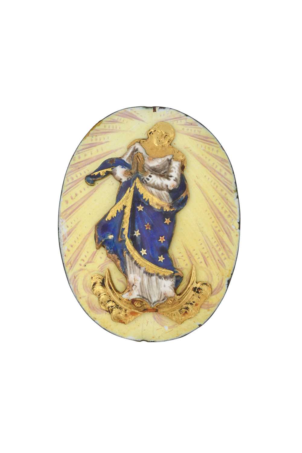 Lot 2087 - A Spanish Gold and Enamel Plaque
