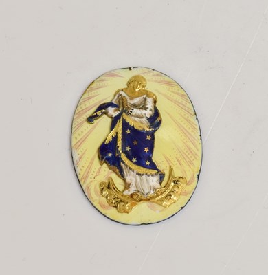Lot 2087 - A Spanish Gold and Enamel Plaque