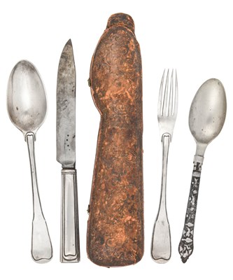 Lot 2154 - A Continental Silver Travelling Knife, Fork and Spoon