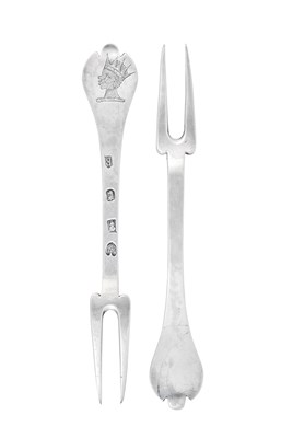 Lot 2144 - A Pair of William III Silver Trefid Table-Forks