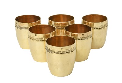 Lot 2168 - A Set of Six French Silver-Gilt Tot-Cups