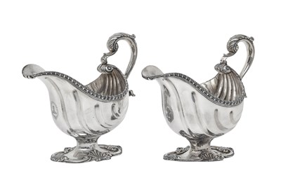 Lot 2164 - A Pair of Old Sheffield Plate Sauceboats