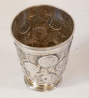Lot 2056 - A German Parcel-Gilt Silver Coin-Set Beaker (Munzbecher)