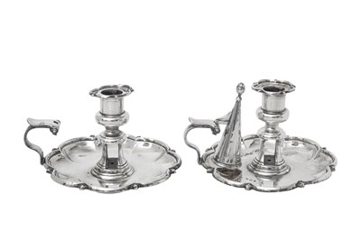 Lot 2162 - A Pair of George IV Silver Chamber-Candlesticks