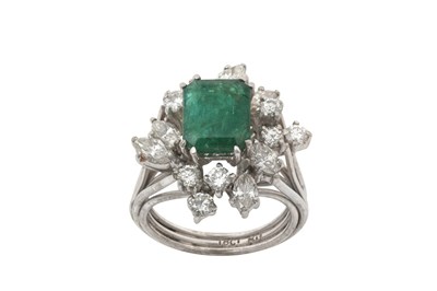 Lot 2216 - A Mid 20th Century Emerald and Diamond Cluster...