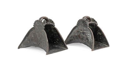 Lot 90 - A Pair of Patinated Bronze Stirrups, possibly...