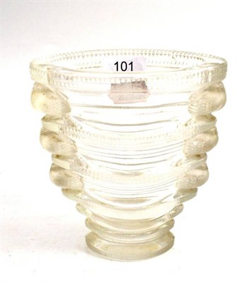 Lot 101 - A Lalique 'Saint-Marc' clear and frosted glass vase, No.10-934, moulded with birds, engraved...