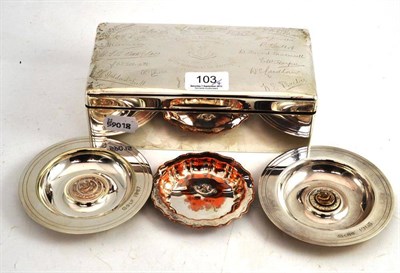 Lot 103 - A silver mounted cigarette box, for the Light Infantry Club, by William Neale & Son Ltd, Birmingham