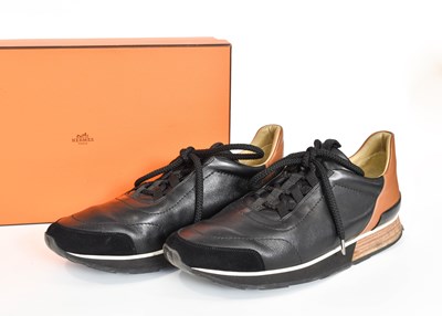 Lot 1024 - Hermès Izmir Black Leather Sandal, with iconic...