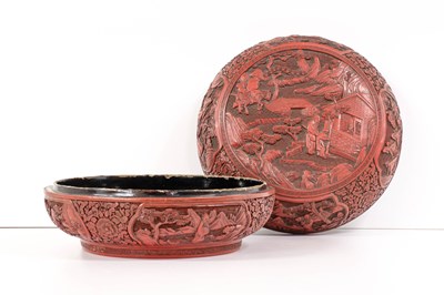 Lot 71 - A Chinese Cinnabar Lacquer Box and Cover,...