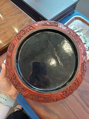 Lot 71 - A Chinese Cinnabar Lacquer Box and Cover,...