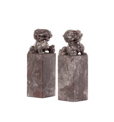 Lot 177 - A Pair of Chinese Soapstone Seals, late...