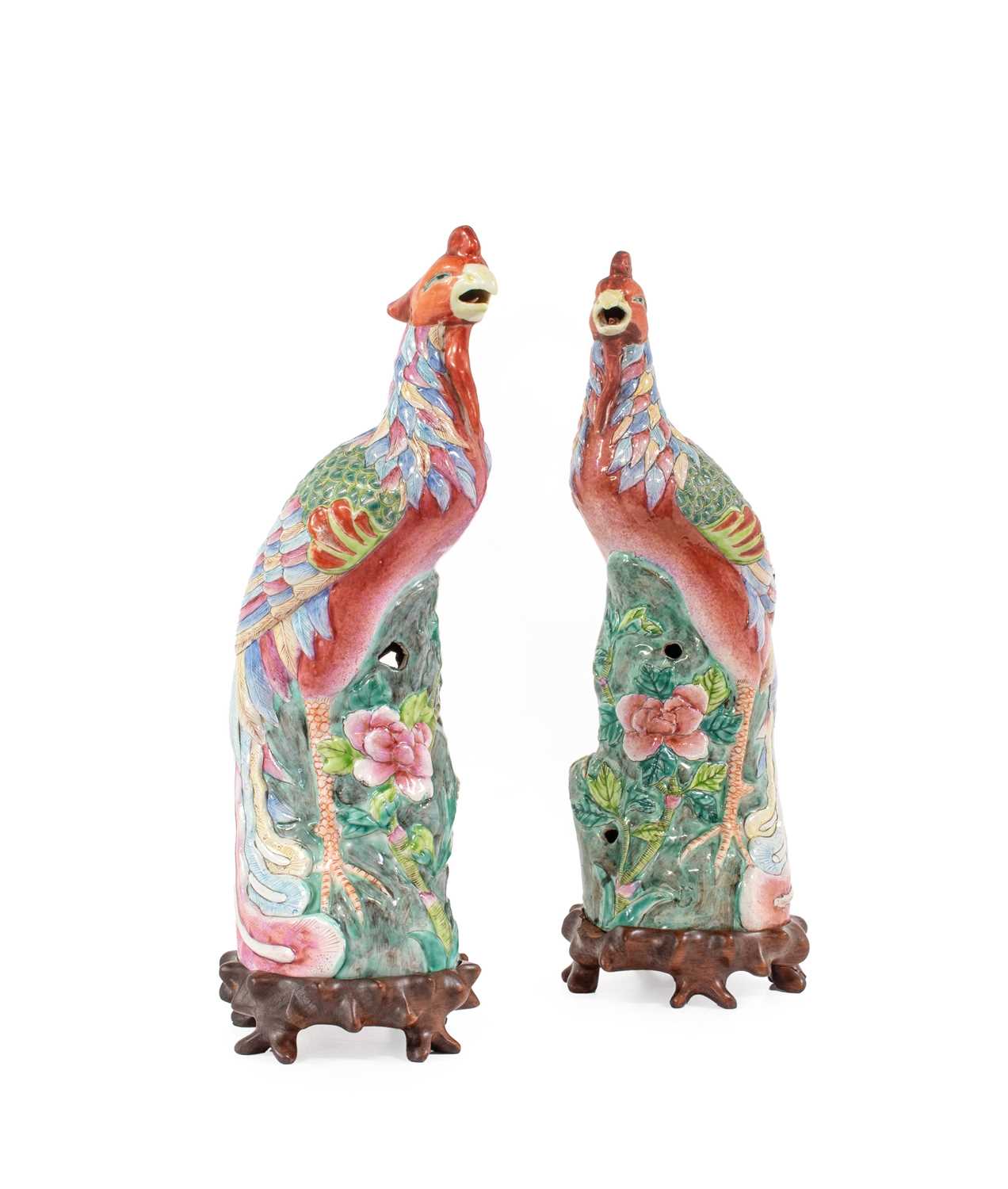 Lot 45 - A Pair of Chinese Porcelain Phoenix, 19th...