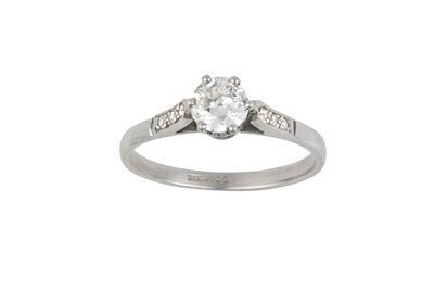 Lot 2398 - An 18 Carat White Gold Diamond Solitaire Ring...