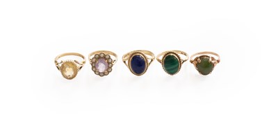 Lot 300 - Five Gem-Set Rings, comprising of a 9 carat...