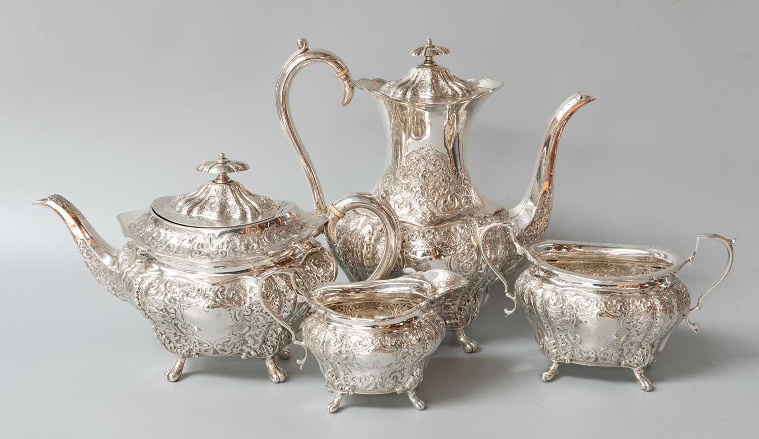 Lot 1 - A Four-Piece Victorian Silver Tea and...