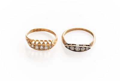 Lot 274 - An 18 Carat Gold Diamond Five Stone Ring, the...