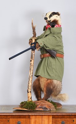 Lot Anthropomorphic Taxidermy: A European Badger...