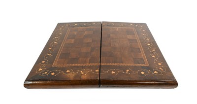 Lot 125 - An Irish "Union" Yew Wood Folding Games Board,...