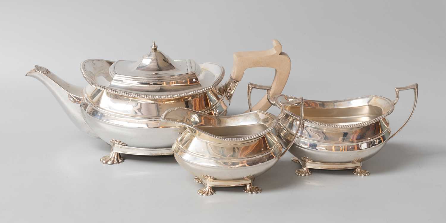 Lot 3 - A Three-Piece George V Silver Tea-Service, by...