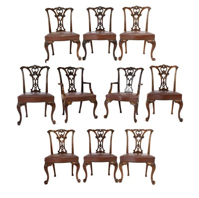 Lot 471 - A Set of Ten (8+2) Victorian Carved Mahogany...