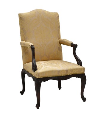 Lot 512 - A Carved Mahogany Library Armchair, 19th...