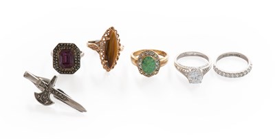 Lot 270 - A 9 Carat Gold Tiger's-Eye Ring, finger size P;...