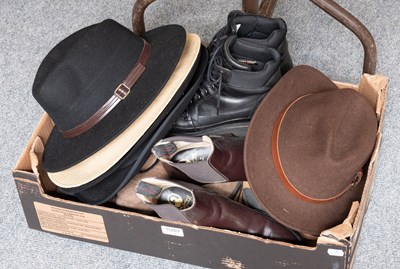 Lot 1089 - A Quantity of Mens Hats and Shoes, comprising...