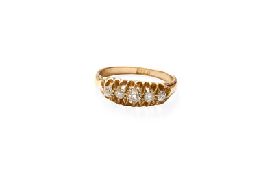 Lot 252 - A Diamond Five Stone Ring, the graduated old...