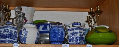 Lot 140 - A shelf of decorative ceramics including Poole pottery; Ringtons; etc