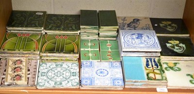 Lot 143 - A quantity of English late 19th/early 20th century tiles including Wedgwood, Minton, etc on one...