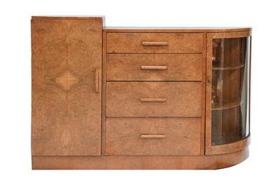 Lot 630 - An English Art Deco Burr Walnut Sideboard,...