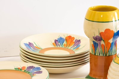 Lot 569 - A Clarice Cliff Crocus Bizarre Globe Tea Set,...