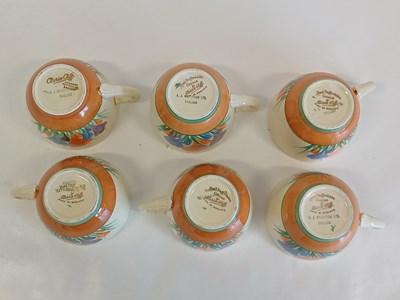 Lot 569 - A Clarice Cliff Crocus Bizarre Globe Tea Set,...
