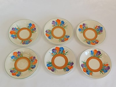 Lot 569 - A Clarice Cliff Crocus Bizarre Globe Tea Set,...