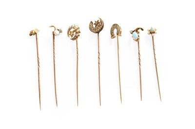 Lot 257 - Seven Stick Pins, of varying design, including...