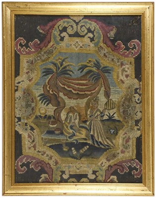 Lot 2315 - Circa 1720 Needlework Panel The Monkey King,...