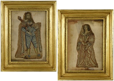 Lot 2318 - Pair of Mid-17th Century Needlework Panels of...