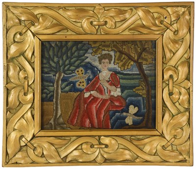 Lot 2310 - Circa 1740 Needlework Depicting a Fashionably...