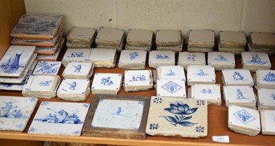 Lot 147 - A quantity of Dutch Delft tinglazed tiles (on one shelf)