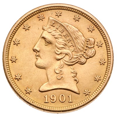 Lot 414 - USA, Five Dollars 1901, obv. Liberty facing...