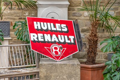 Lot 653 - HUILES RENAULT: A Double-Sided Enamel...
