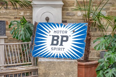 Lot 640 - BP MOTOR SPIRIT: A Double-Sided Enamel...