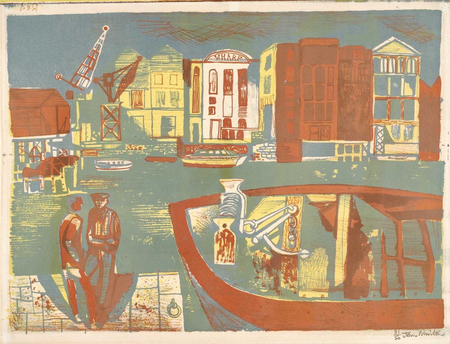 Lot 112 - John Minton (1917-1957) "Thames Side" (1948)...