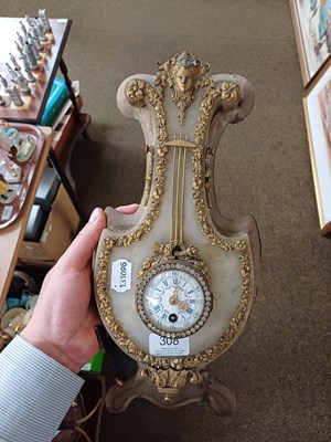 Lot 308 - A French Alabaster Lyre Form Cartel Wall...
