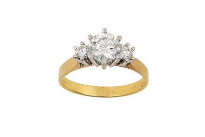 Lot 2238 - A Diamond Three Stone Ring the graduated round...