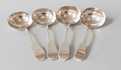 Lot 93 - Four George III and Later Silver Sauce-Ladles,...