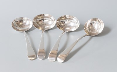 Lot 98 - Four George III and Later Silver Sauce-Ladles,...
