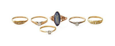 Lot 228 - Six Rings, comprising of a 9 carat gold...