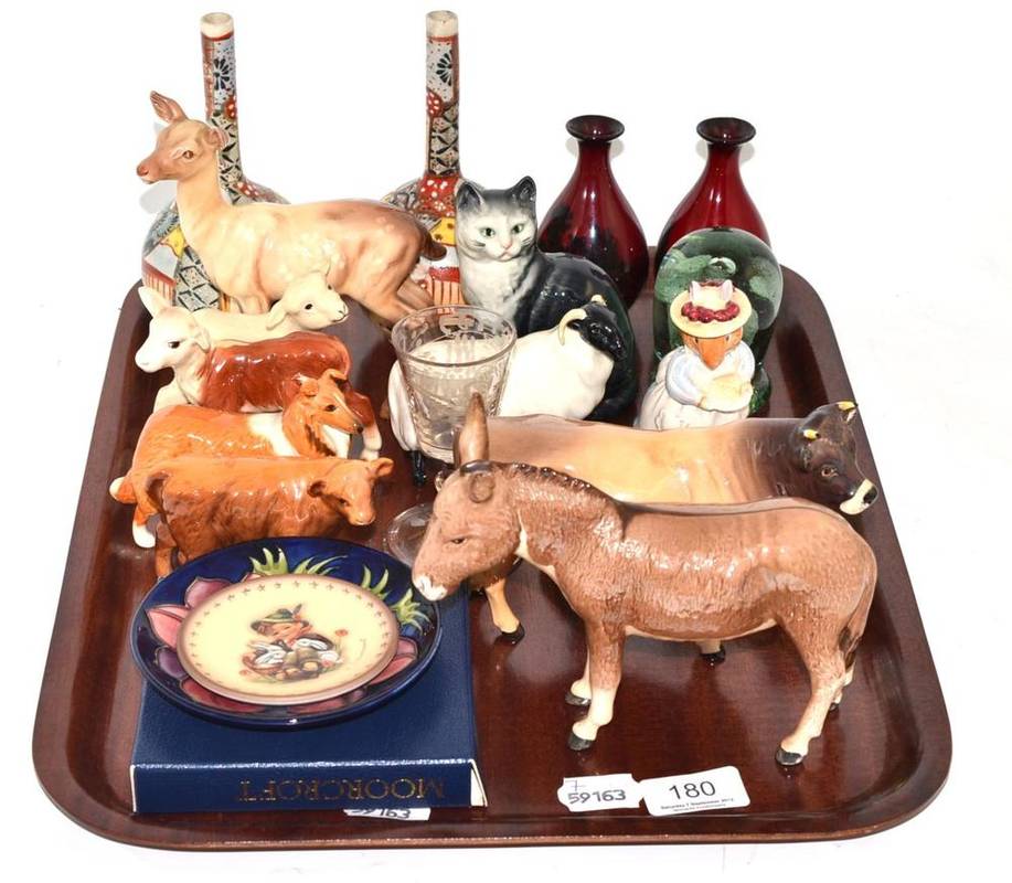 Lot 180 Beswick cattle; Moorcroft anemone dish;